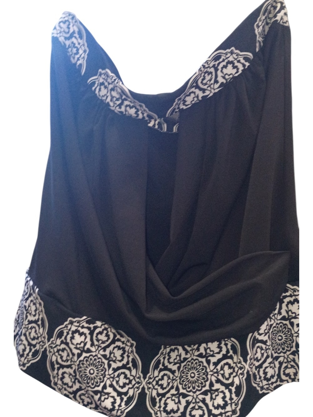 white House Black Market  Halter Top with White Medallion Border